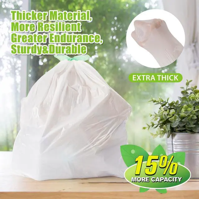 Alt view image 4 of 7 - Large Trash Bags 13 Gallon Tall Drawstring 100% Post-Consumer Recycled Garbage Bag Waste Bag for Kitchen Office 0.6 Mil (300 Count)