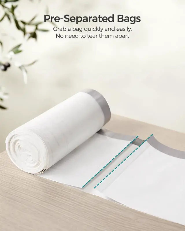 Alt view image 4 of 7 - Trash Bags, Drawstring Kitchen Garbage Bags, Pre-Separated, Box-Free Pack, for 8-Gallon (30 L) Trash Cans, Liner Code 30A, 2 Rolls, 90 Count, White UKRB30A02