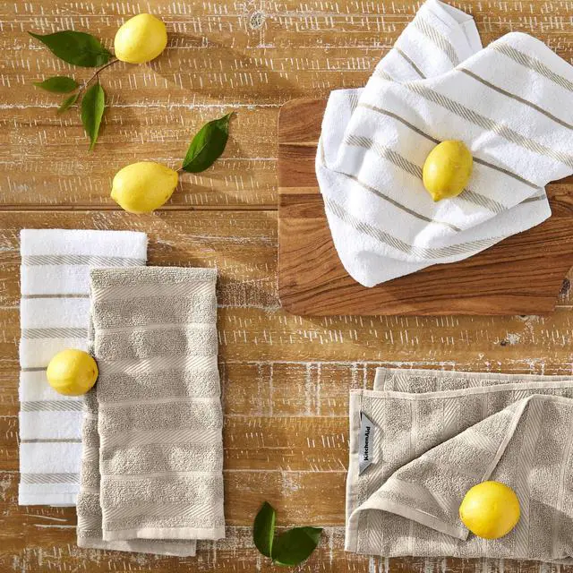 Alt view image 2 of 4 - Albany Kitchen Towel 4-Pack Set, Milkshake Tan/White, 16"x26"