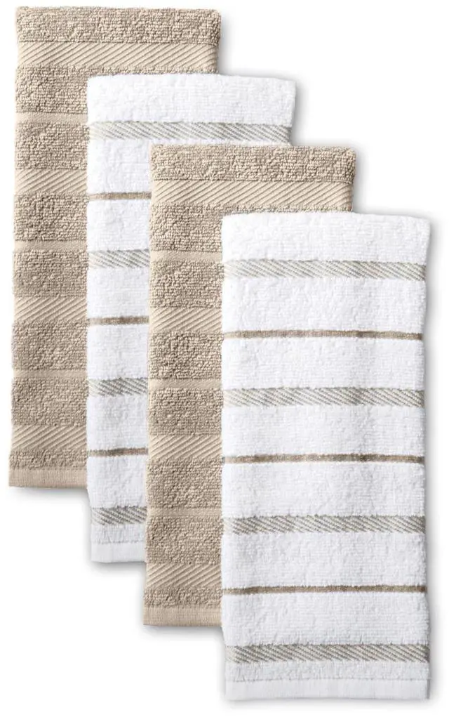Main image of Albany Kitchen Towel 4-Pack Set, Milkshake Tan/White, 16"x26"