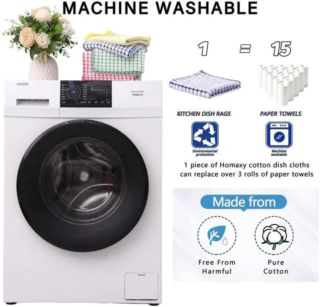 Alt view image 5 of 7 - Cotton 8 Pack Terry Kitchen Dish Cloths, 12 x 12 Inches Super Soft and Absorbent Dish Rags, Quick Drying Dish Towels for Washing Dishes, Mixed Color