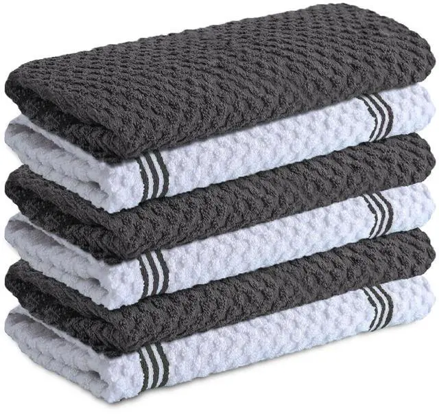 Main image of 100% Cotton Kitchen Towels - 15x25 Inch Ultra Soft Tea Towel, Super Absorbent Terry Dish Towels for Kitchen Linens |Grey|