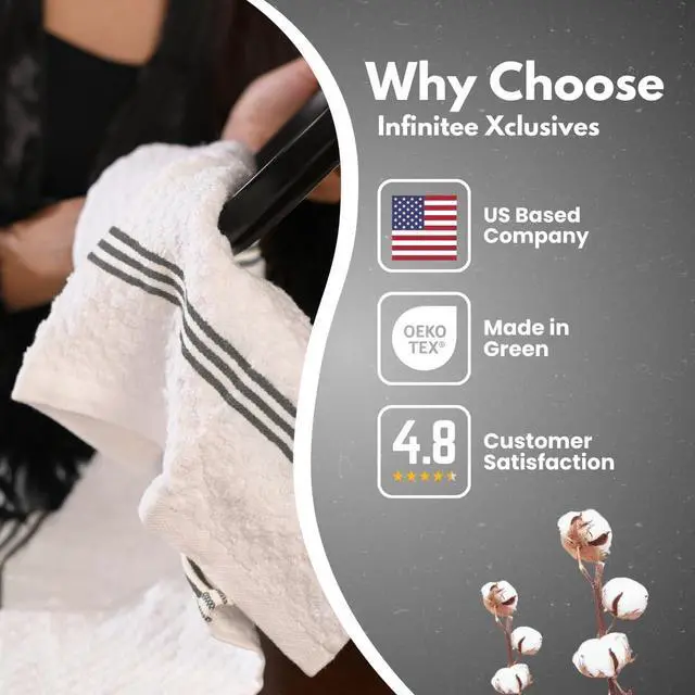 Alt view image 5 of 6 - 100% Cotton Kitchen Towels - 15x25 Inch Ultra Soft Tea Towel, Super Absorbent Terry Dish Towels for Kitchen Linens |Grey|