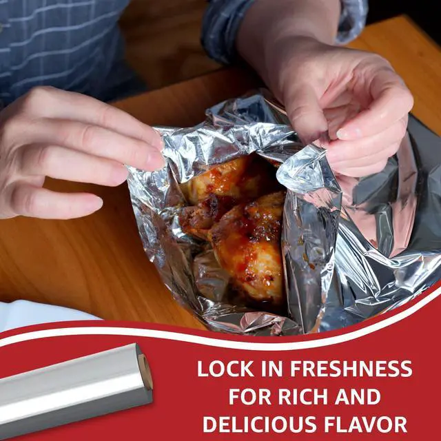 Alt view image 6 of 7 - 18" x 500' Heavy Duty Commercial Grade Food Safe Aluminum Foil Roll - Durable and Tear Resistant for Cooking, Grilling, and Roasting , Catering, and Professional Kitchens