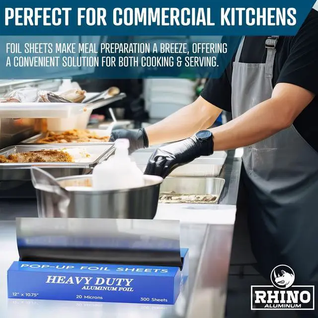 Alt view image 5 of 7 - Precut Pop Up Heavy Duty Foil Sheets - 300 Pcs of Ultra Thick 20 Micron Foil Sheets for Food - (12"x10.75") Premium Cooking Liners for Versatile Use in Cooking & Baking