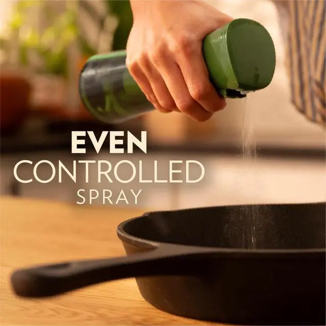 Alt view image 6 of 7 - OLIVIA SIGNATURE Advanced Kitchen Oil Sprayer with Technology, Fine Mist & Portion Control, Refillable Glass Olive Oil Cooking Spray Bottle for Air Fryer, Salad, BBQ, 200ml (Green, Gold)