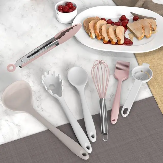 Alt view image 3 of 7 - Silicone Cooking Utensils Set - 446°F Heat Resistant Silicone Kitchen Utensils,Spatula,Spoon, Kitchen Utensil Sets Gadgets Tools Set for Nonstick Cookware,Dishwasher Safe BPA FREE (Multicolor)