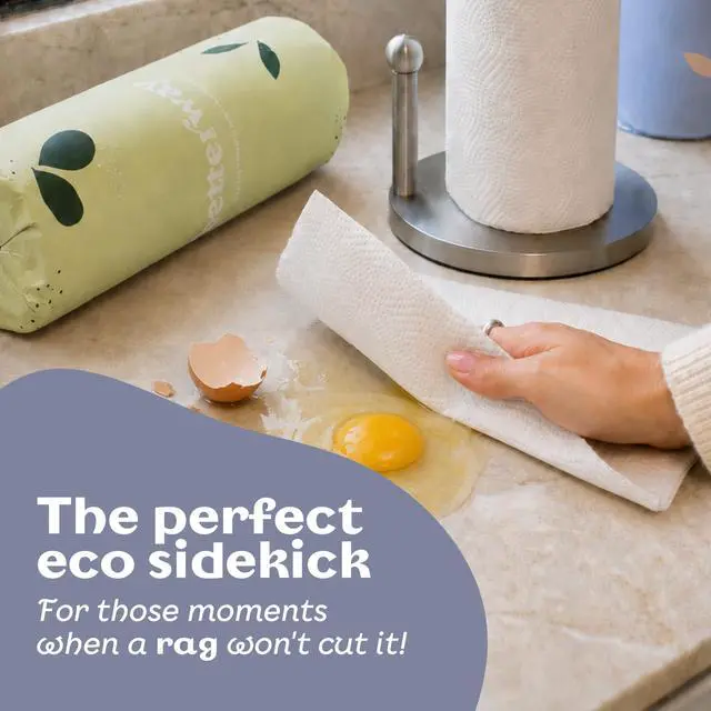 Alt view image 4 of 6 - Bamboo Paper Towels - 6 Rolls, 2 Ply - Plastic Free, Disposable Kitchen Paper Towels - Select Size, Tree Free, Compostable, Strong & Absorbent, No Dyes - PFAS Free