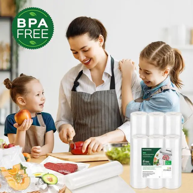 Alt view image 6 of 7 - Vacuum Sealer Rolls Bags, 6 Pack 3 Rolls 11" x 20' + 3 Rolls 8" x 20' Commercial Grade BPA Free Bag Rolls, Durable Customized Size Food Vac Bags for Storage and Sous Vide Cooking VB3211