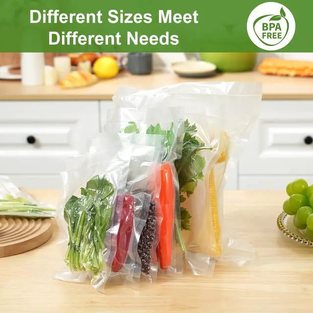 Alt view image 6 of 7 - Vacuum Sealer Bags for Food, 150pcs Precut Food Saver Seal Bags 50 Gallon 11"x16", 50 Quart 8"x12", 50 Pint 6"x10", BPA Free Commercial Grade, Puncture Resistant for Meal Prep, Sous Vide, Freezer
