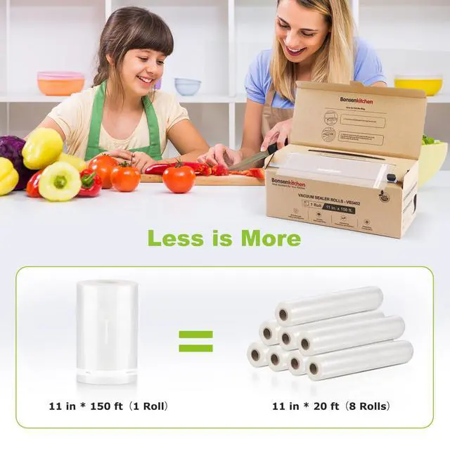Alt view image 2 of 7 - 11 x 150 Vacuum Sealer Bags Rolls with Cutter for Food Storage, Commercial Grade, BPA Free, Great for Meal Prep and Sous Vide Cooking