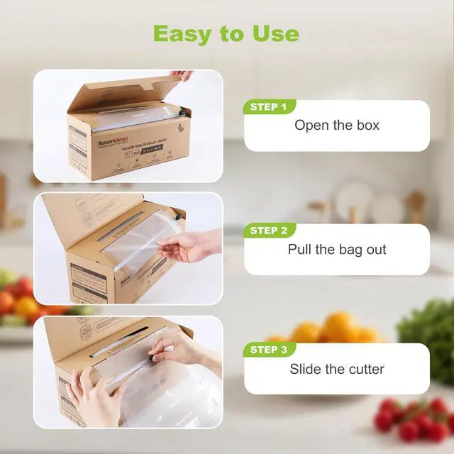Alt view image 5 of 7 - 11 x 150 Vacuum Sealer Bags Rolls with Cutter for Food Storage, Commercial Grade, BPA Free, Great for Meal Prep and Sous Vide Cooking