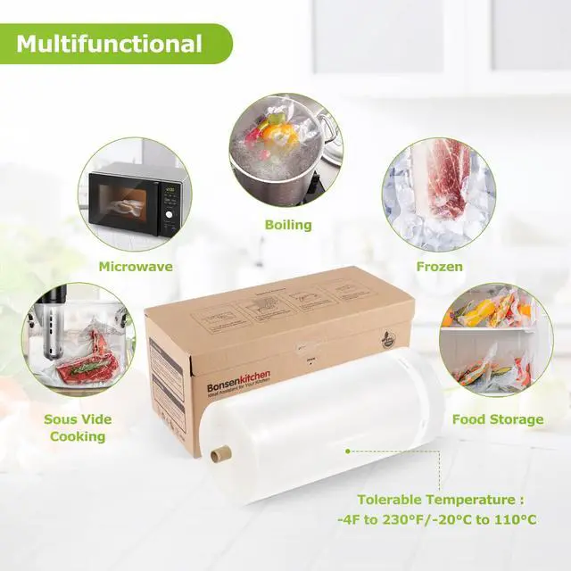 Alt view image 6 of 7 - 11 x 150 Vacuum Sealer Bags Rolls with Cutter for Food Storage, Commercial Grade, BPA Free, Great for Meal Prep and Sous Vide Cooking