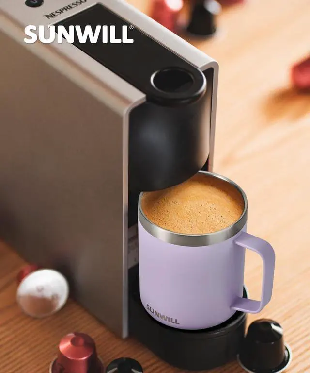 Alt view image 6 of 6 - Travel Coffee Mug with Lid, Insulated Tumbler with Handle, 14 oz Stainless Steel Cup for Home, Office, Camping, Powder Coated Orchid