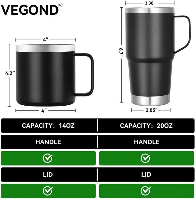 Alt view image 7 of 7 - 14 oz Insulated Coffee Mug with Handle, Stainless Steel Travel Coffee Mug with Lid, Double Wall Vacuum Metal Coffee Cup, Coffee Tumbler Powder Coated, Pink 1 Pack