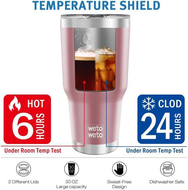 Alt view image 4 of 7 - 30oz Tumbler, Stainless Steel Vacuum Insulated Water Coffee Tumbler Cup, Double Wall Powder Coated Spill-Proof Travel Mug Thermal Cup for Home Outdoor (Rose Gold, 1 Pack)