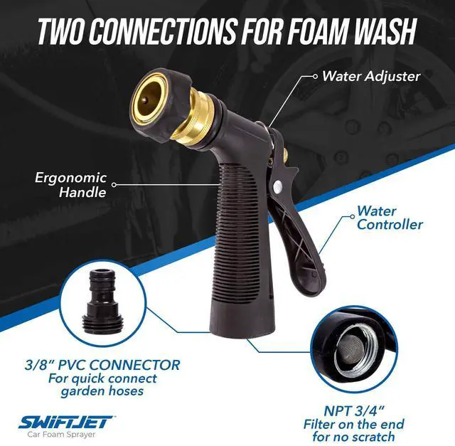 Alt view image 5 of 7 - Car Wash Foam Gun + Microfiber Wash Mitt - Foam Cannon Works with Any Soap - Garden Hose Car Foam Sprayer - Car Wash Kit - Car Accessories Foam Blaster (Orange Foam Gun with Mitt)