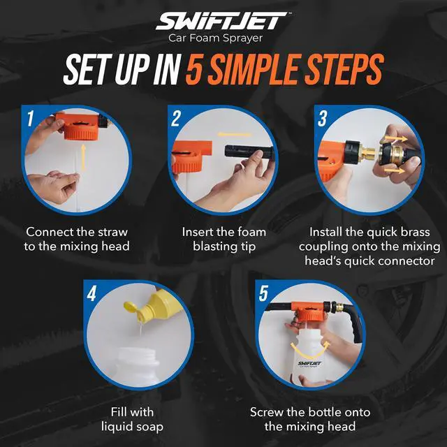 Alt view image 7 of 7 - Car Wash Foam Gun + Microfiber Wash Mitt - Foam Cannon Works with Any Soap - Garden Hose Car Foam Sprayer - Car Wash Kit - Car Accessories Foam Blaster (Orange Foam Gun with Mitt)