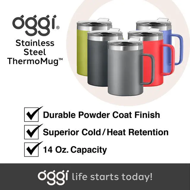 Alt view image 7 of 7 - ThermoMug Stainless Steel Insulated Mug- Double Wall Vacuum Insulated w/Handle & Lid, Coffee Cup, Camping Mug, Travel Thermos, 14oz(420ml), Happy Flowers
