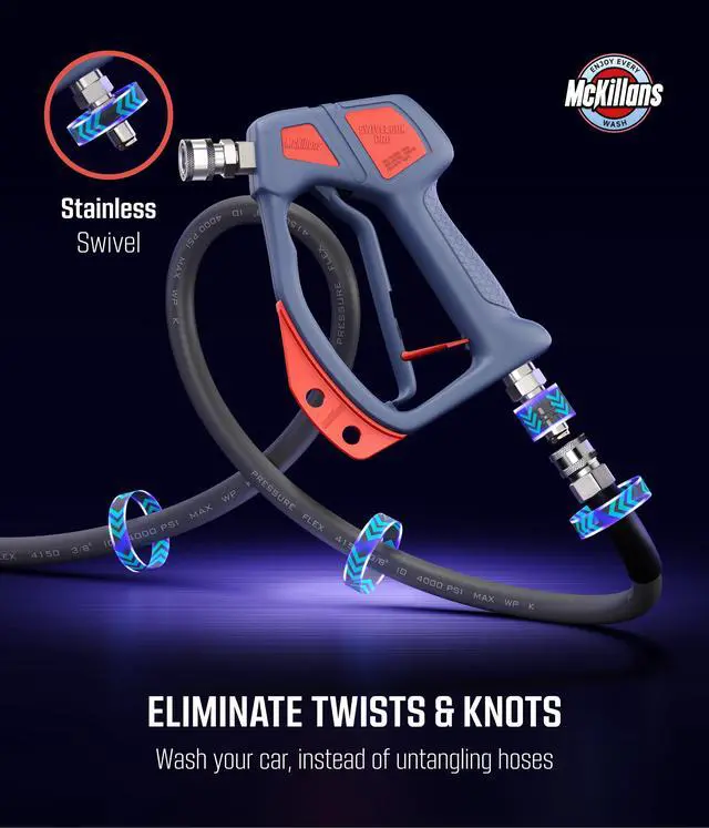 Alt view image 6 of 7 - Swivel Gun Pro - Swivel High Pressure Water Handle with 3/8" Male Plug and 1/4 Quick Connector Coupler - Power Washer Gun Compatible with Foam Cannon - Nozzle Tips Holder