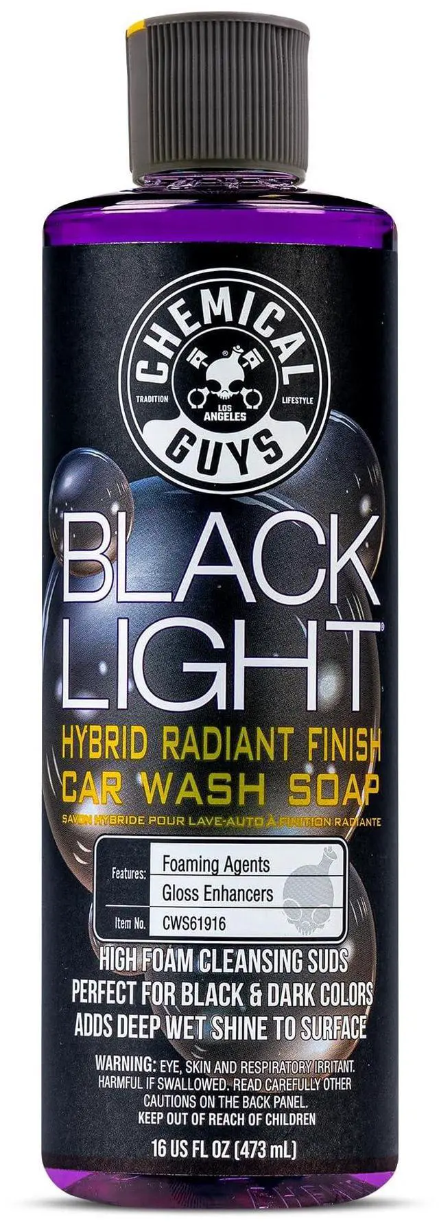 Main image of CWS61916 Black Light Foaming Car Wash Soap(Works with Foam Cannons, Foam Guns or Bucket Washes)Safe for Cars,Trucks,Motorcycles,RVs&More,16 fl oz, Black Cherry Scent(packaging may Vary)