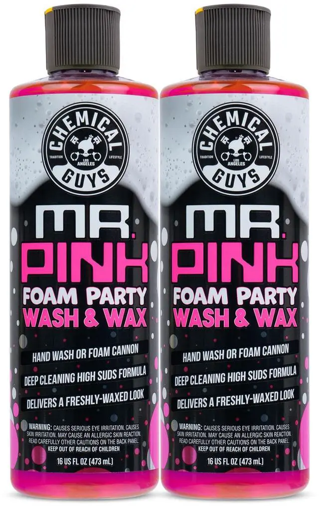 Main image of CWS2211602 Mr. Pink Foam Party Wash & Wax (Works with Foam Cannons, or Bucket Washes) Safe for Cars, Trucks, SUVS, Motorcycles, RVs & More, (2-16 fl oz) Tangerine Scent