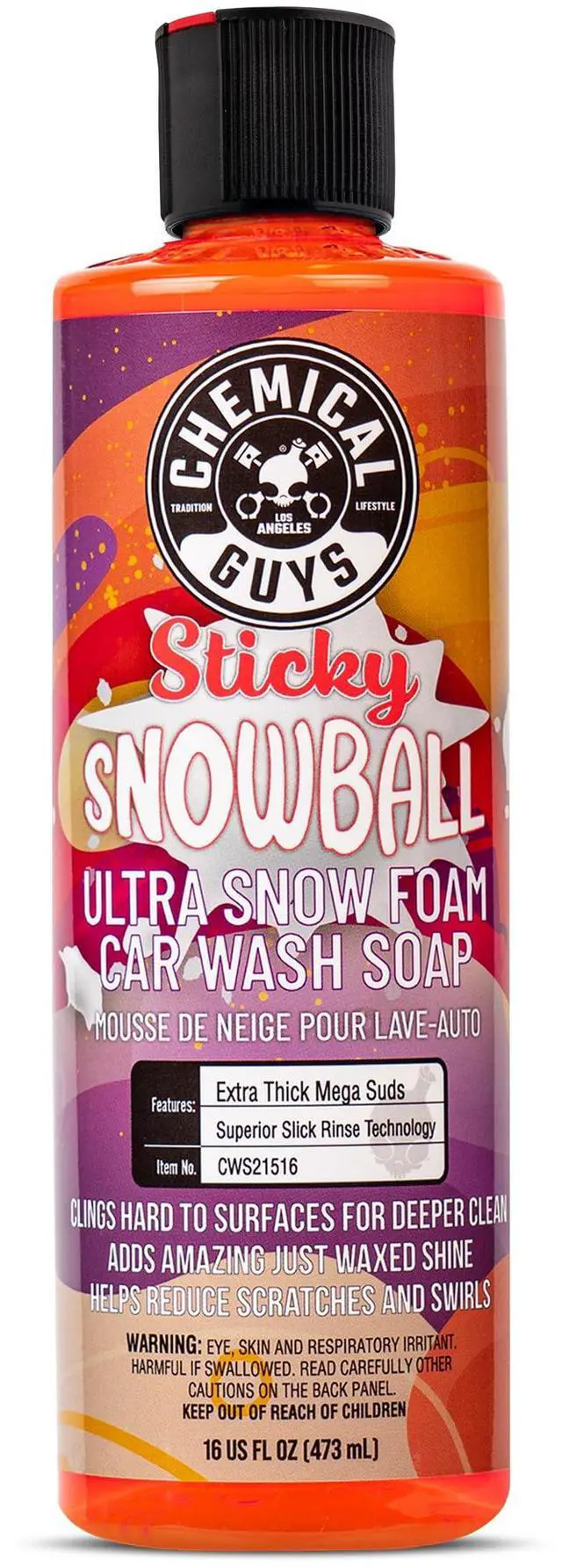 Main image of CWS21516 Sticky Snowball Ultra Snow Foam Car Wash Soap (Works with Foam Cannons or Bucket Washes) Safe for Cars, Trucks, Motorcycles, RVs & More 16 fl oz, Cherry Scent