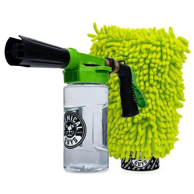 Main image of Foam Blaster 6 Car Wash Gun, Chemical Guys Foam Gun, and Chenille Scratch-Free Microfiber Wash Mitt - Connects to Any Garden Hose for Thick Suds - Safe for Cars, Trucks, SUVs - 2 Items