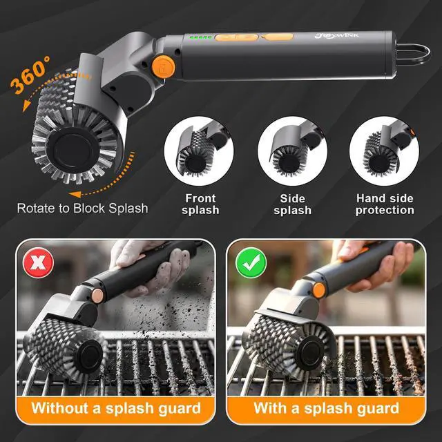 Alt view image 6 of 7 - Upgraded Electric Grill Brush - Extreme 50kg Torque Power Grill Brush, 7.4V Motor, Safe for All Grills, SUS304 Anti-Shedding Bristle, with Heat Resistant Mat & Polishing Pad, for Fathers Day