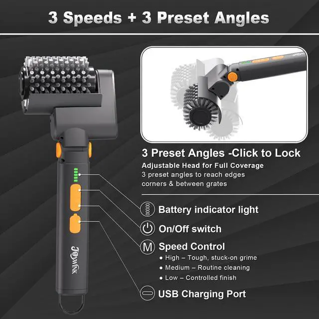 Alt view image 5 of 7 - Upgraded Electric Grill Brush - Extreme 50kg Torque Power Grill Brush, 7.4V Motor, Safe for All Grills, SUS304 Anti-Shedding Bristle, with Heat Resistant Mat & Polishing Pad, for Fathers Day