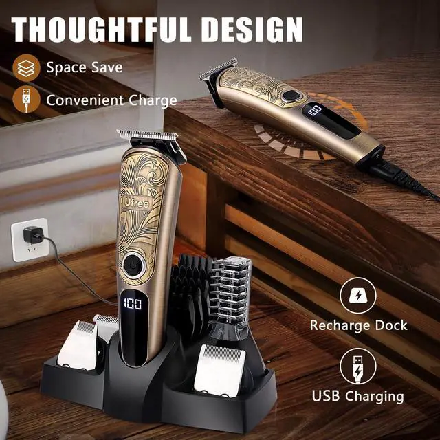 Alt view image 5 of 7 - Gifts for Men, Beard Trimmer with Charging Stand, IPX7 Waterproof Electric Razor Shavers for Men, Clippers for Hair Cutting, Mens Grooming Kit for Mustache Nose Facial Body