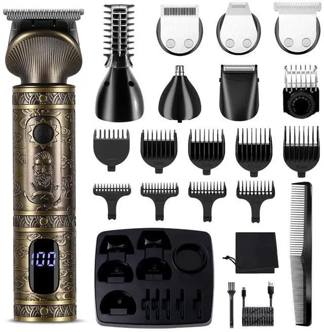 Main image of Beard Trimmer Kit Professional Hair Clipper Zero Gapped T-Blade Electric Shaver Razor Nose Body Trimmer for Men Cordless Grooming Kit 7 in 1