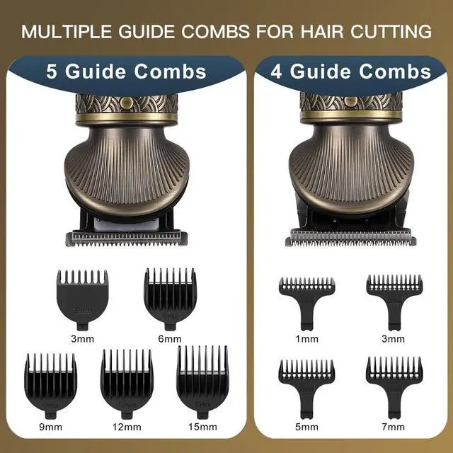 Alt view image 4 of 7 - Beard Trimmer Kit Professional Hair Clipper Zero Gapped T-Blade Electric Shaver Razor Nose Body Trimmer for Men Cordless Grooming Kit 7 in 1