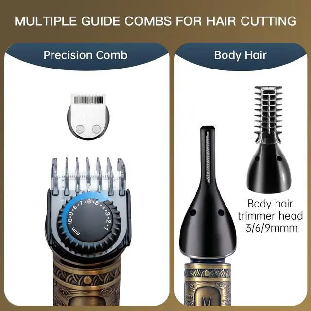 Alt view image 5 of 7 - Beard Trimmer Kit Professional Hair Clipper Zero Gapped T-Blade Electric Shaver Razor Nose Body Trimmer for Men Cordless Grooming Kit 7 in 1