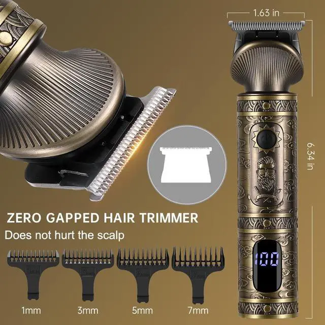 Alt view image 6 of 7 - Beard Trimmer Kit Professional Hair Clipper Zero Gapped T-Blade Electric Shaver Razor Nose Body Trimmer for Men Cordless Grooming Kit 7 in 1