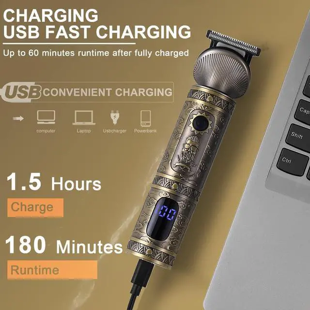 Alt view image 7 of 7 - Beard Trimmer Kit Professional Hair Clipper Zero Gapped T-Blade Electric Shaver Razor Nose Body Trimmer for Men Cordless Grooming Kit 7 in 1