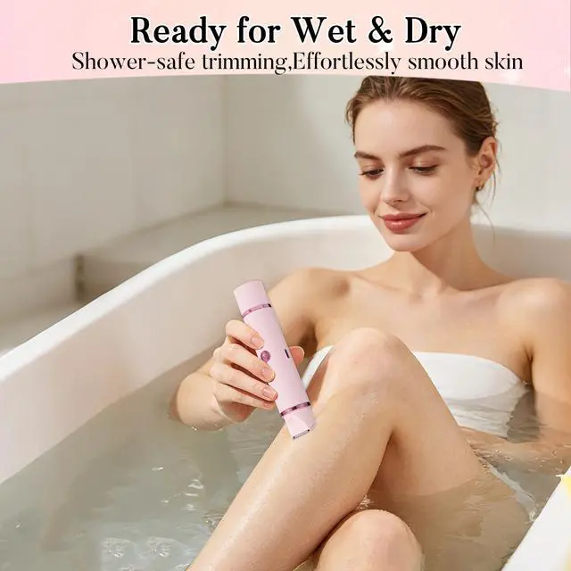 Alt view image 4 of 7 - Bikini Trimmer,2 in 1 Facial Hair Removal for Women,Painless Electric Razor for Silk Skin,Rechargeable & Portable Shaver for Ladies Pubic,Face,Underarms & Legs,Pink (Pink)