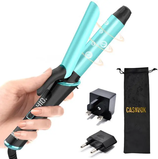 Main image of Mini Curling Iron for Travel,110~240V Dual Voltage with European Plug Adapter,Small Curling Iron for Short Hair,Tiny Curling Irons for Women,Anti-Scald Cover,Auto-Off,5 Temp Settings,1 Inch(Blue)