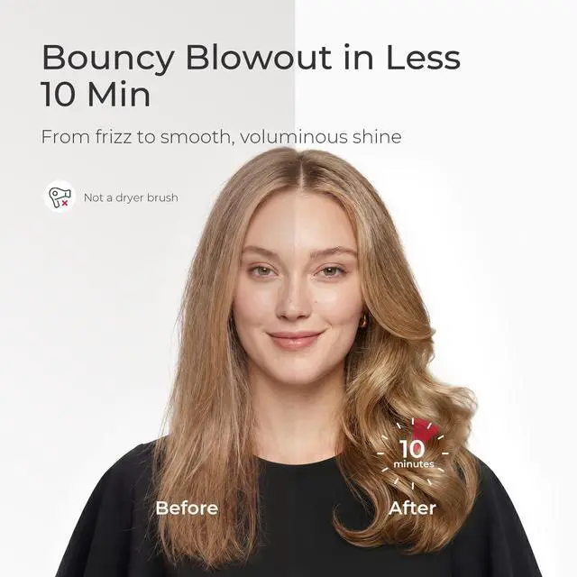 Alt view image 2 of 7 - STYLUX PRO Thermal Brush Curling Brush, 1.5 Inch Heated Round Volumizer, Hair Straightener and Curler 2 in 1, 800M Negative Ion for Smoother, LCD Display, 5 Temp, Dual Voltage, Gold