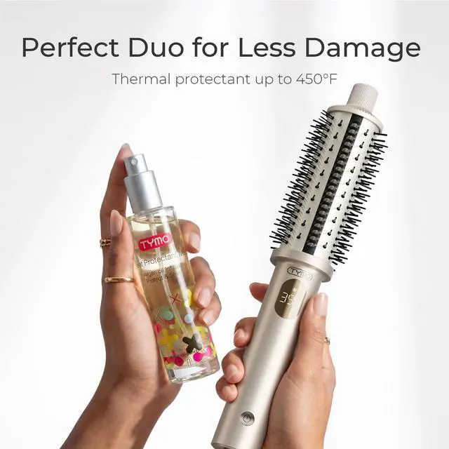 Alt view image 7 of 7 - STYLUX PRO Thermal Brush Curling Brush, 1.5 Inch Heated Round Volumizer, Hair Straightener and Curler 2 in 1, 800M Negative Ion for Smoother, LCD Display, 5 Temp, Dual Voltage, Gold