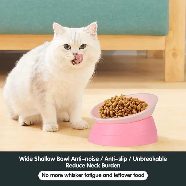 Alt view image 3 of 7 - Bulldog Bowl Anti-Slip Dog Cat Dish Detachable Rubber Dog Bowl Pet Sterile Tilted Pet Feeder Slope Base (Pink, 2 Cup (Small/Medium Dog))