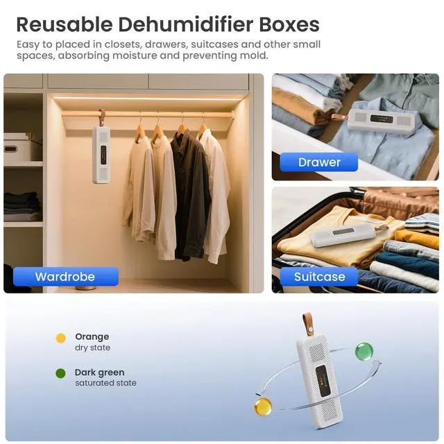Alt view image 7 of 7 - Dehumidifier for Home, Dehumidifiers for Bathroom, Bedroom, Living room, Closet with 68 OZ Water Tank, Moisture Absorbers, Auto Shut Off, Auto Humidity Control, 7 Colors LED Light, Black and White
