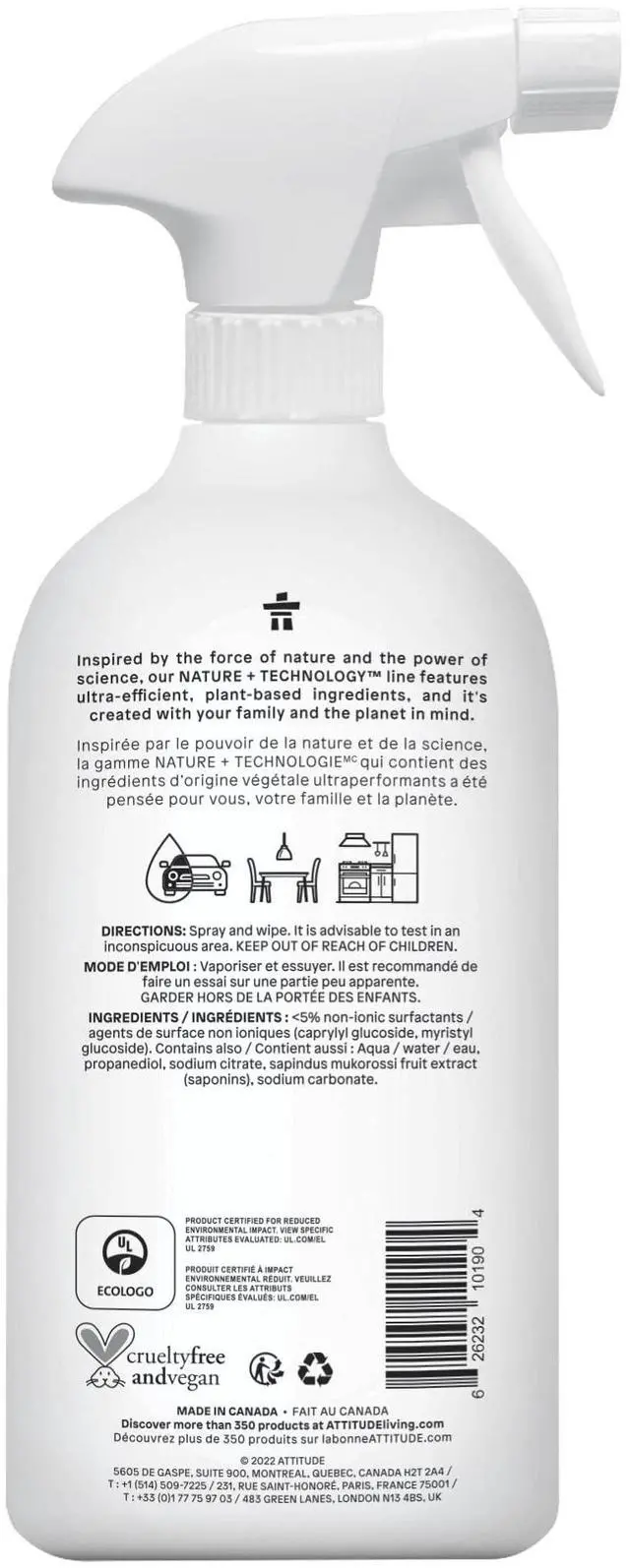 Alt view image 7 of 7 - All Purpose Cleaner Spray, EWG Verified, Vegan, Made with 94% Plant-Based Ingredients, Streak-Free for Kitchen, Bathroom, Glass & More, Unscented, 27.1 Fl Oz