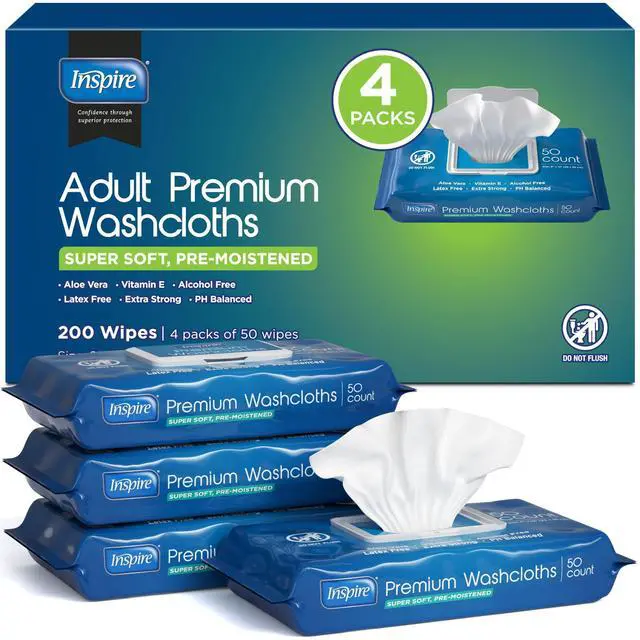 Main image of Adult Wet Wipes, Wash Cloths | Adult Wipes for Incontinence & Cleansing for Elderly, 8"x12" (200 count)