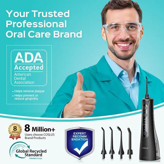 Alt view image 6 of 7 - ADA Accepted C50 Portable Water Flosser for Teeth: 4 Modes & 5 Intensity Levels Professional Electric Dental Pick for Sensitive Gums, Braces & Orthodontic - Cordless for Travel Use, BPA-Free