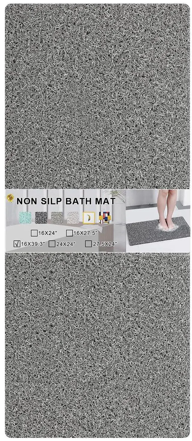 Main image of Nonslip Bathtub Mat, Anti Slip Bath Mat 0.6" Extra Thick, Quick Dry Bath Tub Anti Slip Shower Mat, Loofah Non-Slip Bath Mat for Tub Bathroom Pool Kitchen Entryway Home Hotel(Grey 16x39)