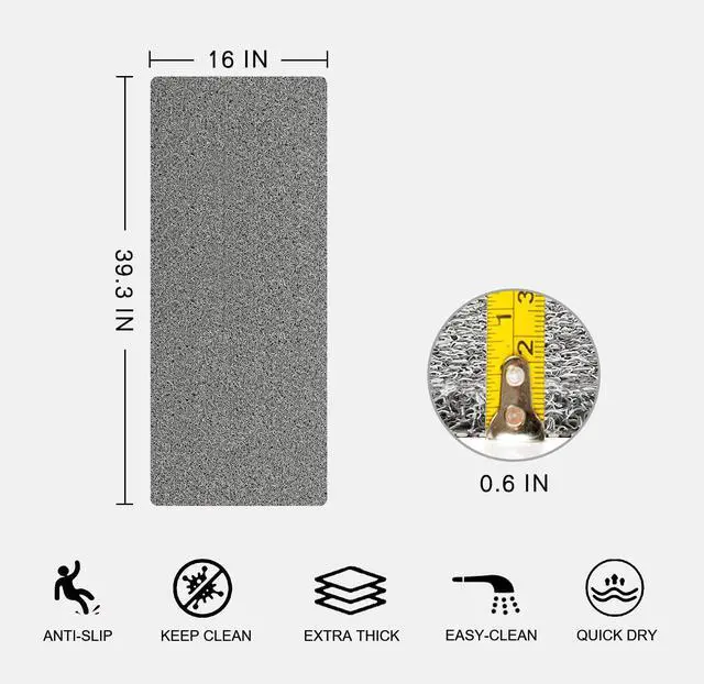 Alt view image 2 of 6 - Nonslip Bathtub Mat, Anti Slip Bath Mat 0.6" Extra Thick, Quick Dry Bath Tub Anti Slip Shower Mat, Loofah Non-Slip Bath Mat for Tub Bathroom Pool Kitchen Entryway Home Hotel(Grey 16x39)