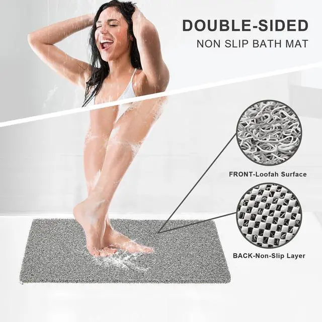 Alt view image 3 of 6 - Nonslip Bathtub Mat, Anti Slip Bath Mat 0.6" Extra Thick, Quick Dry Bath Tub Anti Slip Shower Mat, Loofah Non-Slip Bath Mat for Tub Bathroom Pool Kitchen Entryway Home Hotel(Grey 16x39)