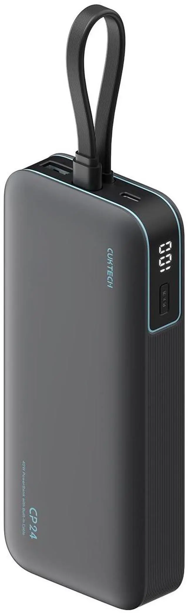 Main image of 20,000mAh Power Bank with Built-in USB-C Cable, 40W PD Fast Charging Portable Charger, 3-Port Battery Pack for iPhone 17/16, Samsung S26/S25, iPad Pro, MacBook Air, Travel Essentials