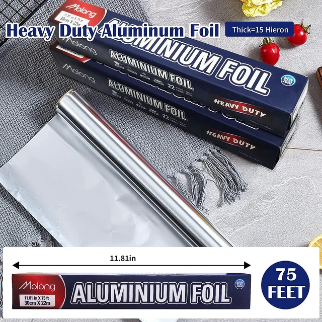 Alt view image 2 of 7 - Aluminum Foil Wrap 75 Feet Long Heavy Duty Food Foil Wrap Kitchen Rap Suitable for Cooking, Roasting, Baking,BBQ and Family Parties (2 PACK)